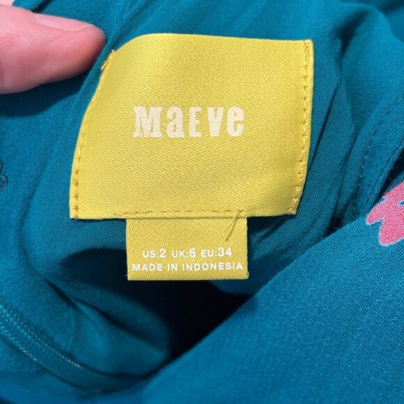 Maeve - Anthropologie Teal Floral Sleeveless Jumpsuit with Pockets US Size 2 - Picture 9 of 10